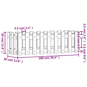 Berkfield Garden Raised Bed with Fence Design 100x30x30 cm Solid Wood Pine