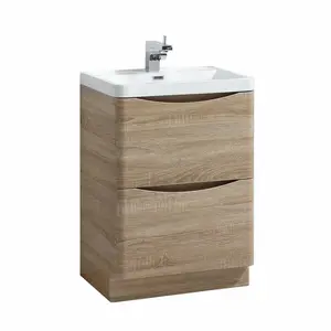 Stanhope 600mm Single Bathroom Vanity with Integrated Resin Basin Light Oak