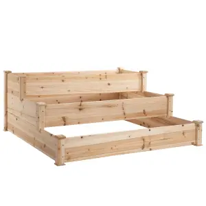 Outsunny Wooden Raised Bed 3-Tier Planter Kit Elevated Plant Box 124x124x56cm