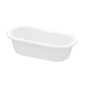 GoodHome Emba Gloss White Acrylic Freestanding Roll-top Double ended Bath (L)1700mm (W)800mm