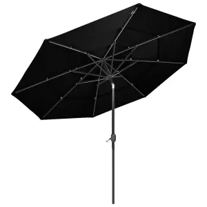 Berkfield 3-Tier Parasol with Aluminium Pole Black 3 m