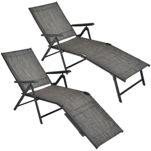 Costway 2Pcs Patio Foldable Chaise Lounge Chair Outdoor Portable Reclining Chair