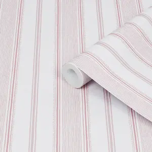 Laura Ashley Heacham Blush Stripe Smooth Wallpaper