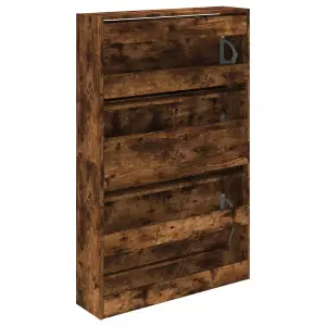 Shoe Cabinet Smoked Oak 80x21x125.5 cm Engineered Wood