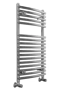 Rinse 800 x 500mm Curved Chrome Designer Heated Towel Rail