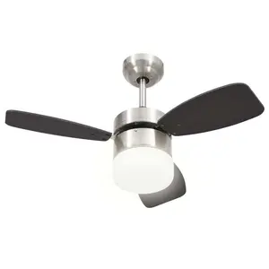 Burrell 76cm Ceiling Fan with LED Lights Black