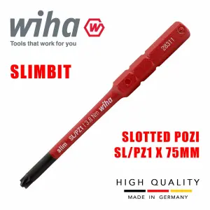 Wiha Slimbit Screwdriver SlimVario PZ SL PH Torx HEX 75mm 1000v VDE Electrician Slotted PZ1 34589