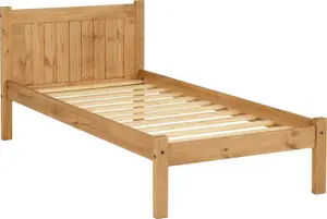 Maya Single 3ft Solid Distressed Wax Pine Wood Bed Frame