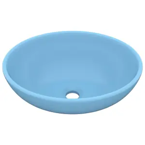 Berkfield Luxury Basin Oval-shaped Matt Light Blue 40x33 cm Ceramic