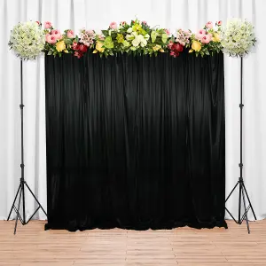 4x4 M Ice Silk Backdrop Curtain Photography Scenery for Christmas Events Decor, Black