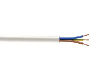 3183TQ White 3 core Heat-resistant flex, 2.5mm² x 5m