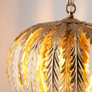 Damita Gold Leaf Decorative Floral 1 Light Ceiling Pendant