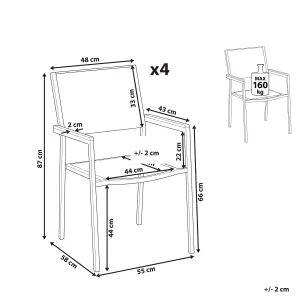 Set of 4 Garden Chairs GROSSETO Stainless Steel White