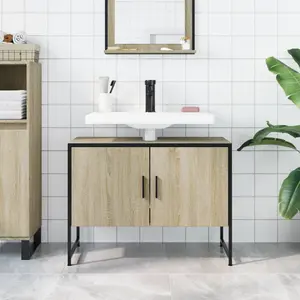 17 Stories Bathroom Sink Cabinet Sonoma Oak 80X33x60 Cm Engineered Wood Sonoma Oak