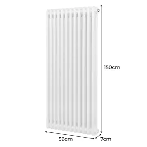 Traditional 2 Column Radiator - 1500 x 562 mm - White