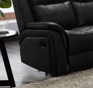 New Hampshire Black 3 Piece Sofa Suite Reclining Armchairs Leatherair Leather 3 + 1 + 1