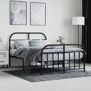 Berkfield Metal Bed Frame with Headboard and Footboard Black 120x200 cm