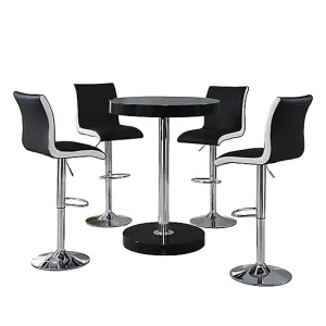 Furniture In Fashion Havana Bar Table In Black With 4 Ritz Black And White Bar Stools