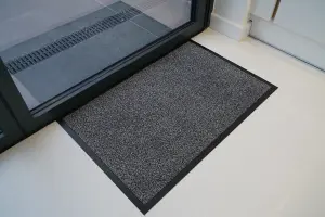 Non Slip Absorbent Dirt Trapper Rubber Edged Door Mats Silver Grey 50x80 cm