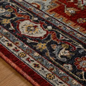 Luxurious Easy to Clean Bordered Floral Traditional Red Persian Rug for Living Room & Bedroom-240cm X 340cm