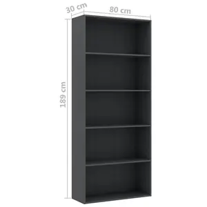 Rian Bookcase High-gloss White / 189cm H x 80cm W x 30cm D