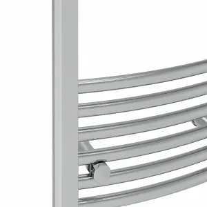 Rinse Bathrooms Electric Heated Towel Rail Curved Chrome Thermostatic Bathroom Towel Radiator with Timer - 1000x400mm