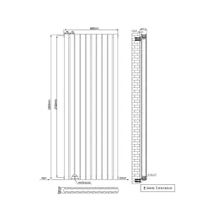 Rinse Bathrooms Vertical Radiators 1800x680mm Flat Panel Column Designer Radiator White Double Radiators Central Heating