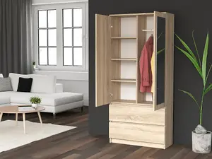 SS-90 Malwa Mirror Wardrobe Sonoma Oak