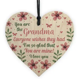 Red Ocean Grandma Grandparent Gift Wooden Hanging Heart Plaque Birthday Gift For Nan Nanny Gran Mothers Day Heart Sign