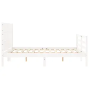 Berkfield Bed Frame with Headboard White 140x190 cm Solid Wood