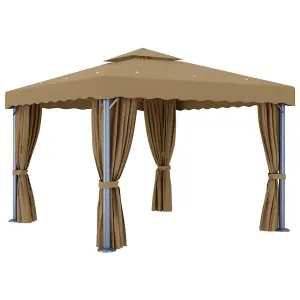 Berkfield Gazebo with Curtain 3x3 m Taupe Aluminium