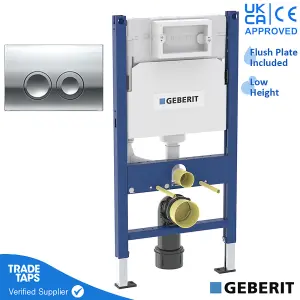 Geberit Duofix Toilet Concealed Cistern Frame 112cm with Geberit Delta 25 Flush Plate Gloss Chrome