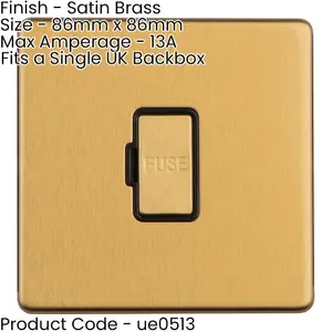 2 PACK 1 Gang 13A Unswitched Fuse Spur SCREWLESS SATIN BRASS Mains Isolation