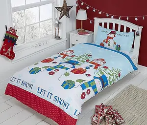 Let It Snow (Snowman) Polycotton Duvet Set With Pillowcase