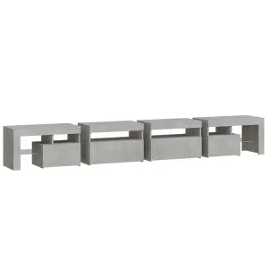 Berkfield TV Cabinet with LED Lights Concrete Grey 260x36.5x40 cm