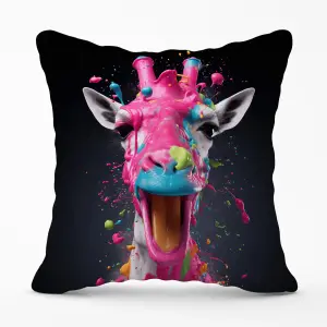 Splashart Giraffe Face Pink Cushions 60cm x 60cm