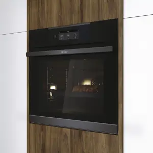 Haier Series 4 HWO60SM4TS9BH Built-in Pyrolytic Single Pyrolytic Oven - Gloss black