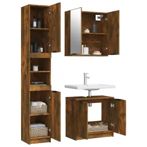 Berkfield 3 Piece Bathroom Cabinet Set Smoked Oak Engineered Wood