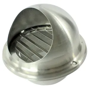 SPARES2GO Stainless Steel Round Bull Nosed External Extractor Wall Vent Outlet with Insect Mesh Grille (4" / 100mm)