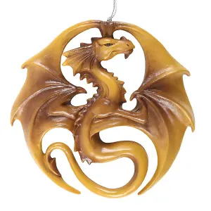 Anne Stokes Dragon Medal Hanging Ornament Gold/Brown (One Size)