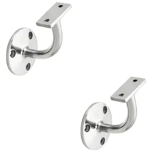 2 PACK - Heavy Duty Stair Handrail Bannister Bracket Arm - Bright Steel 85mm Proj Holder