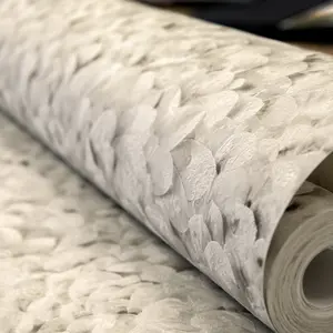 Galerie Salt Arco Pine Nut 3D Embossed Lustre Flower Leaf Wallpaper Roll