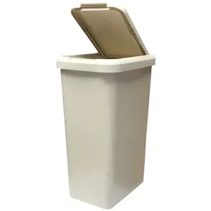 Kitchen Bin Touch and Lift Rectangle Swing Bin as a Kitchen Waste Rubbish Recycle Bin 45L - Cream