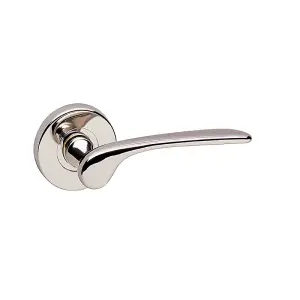 URBNLIVING 105mm Length 2 Pcs Como Metal &  Polished Nickel Rose Lever Latch Door Handles Set