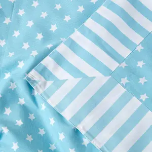 Homescapes Cotton Stars and Stripes Decorative Blue Sofa Throw