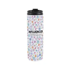 Influencer Travel Mug - Novelty Social Media & Marketing Gift - Stainless Steel Double-Walled Hot/Cold Drinks Travel Flask