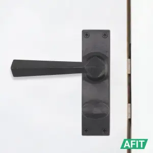 AFIT Black Iron Bathroom Door Handle Set - 1 Pair Black Antique Internal Handle, Hinges (76mm) & Lock (64mm) - Tudor Range