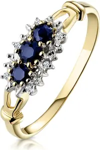 Sapphire 0.34Ct And Diamond 9K Gold Ring