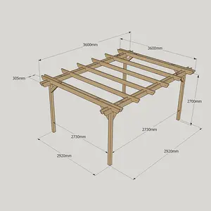 Double Garden Pergola - Wood - L360 x W360 x H270 cm - Rustic Brown