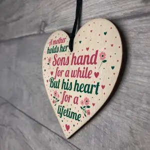 Red Ocean Mother And Son Gifts Wooden Heart Mum Birthday Christmas Gift Keepsake Plaque